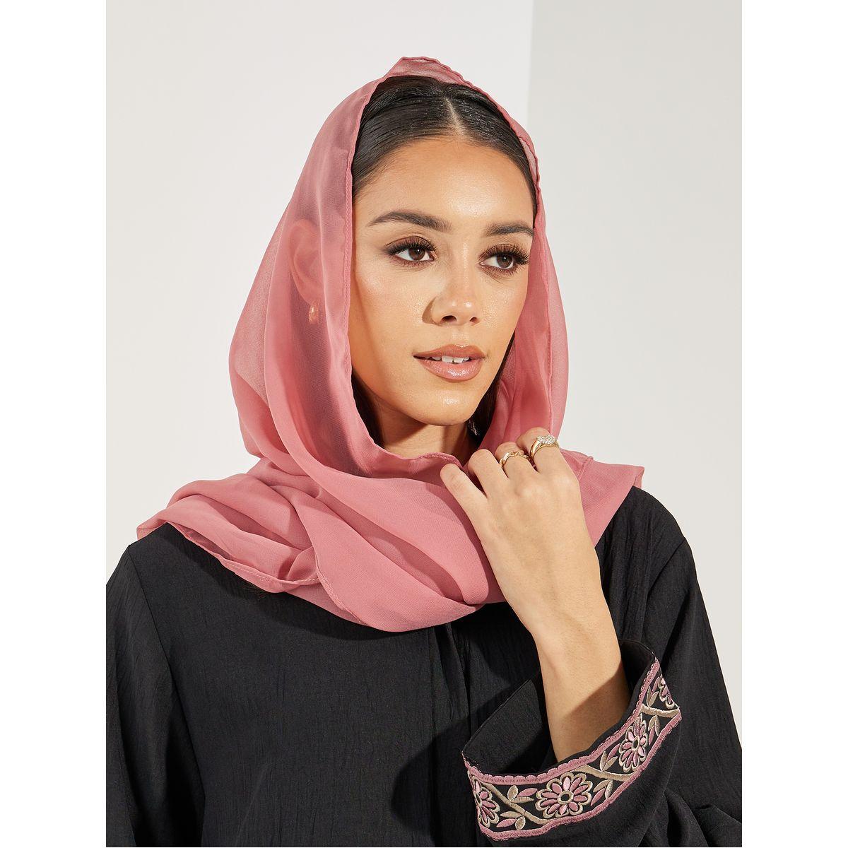 Styli Embroidery Cuff Detail Abaya with Hijab-women-clothingaccessories-scarves-image-2
