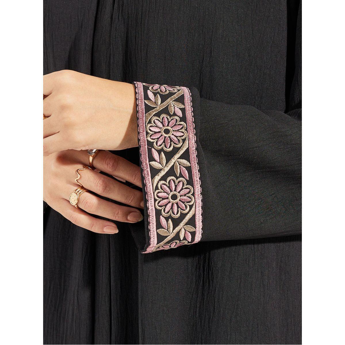 Styli Embroidery Cuff Detail Abaya with Hijab-women-clothingaccessories-scarves-image-5