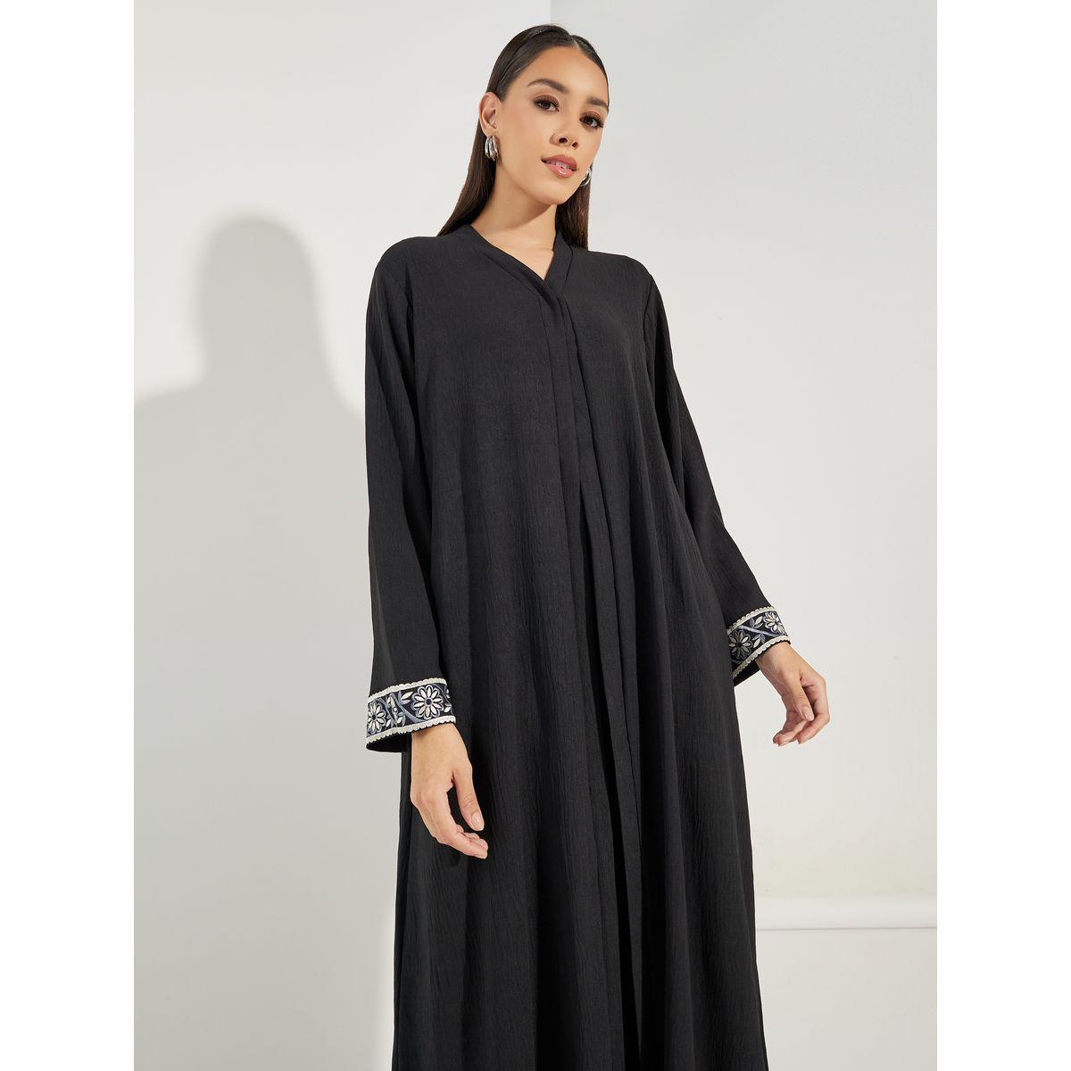 Styli Embroidery Cuff Detail Abaya with Hijab-women-clothingaccessories-scarves-image-4