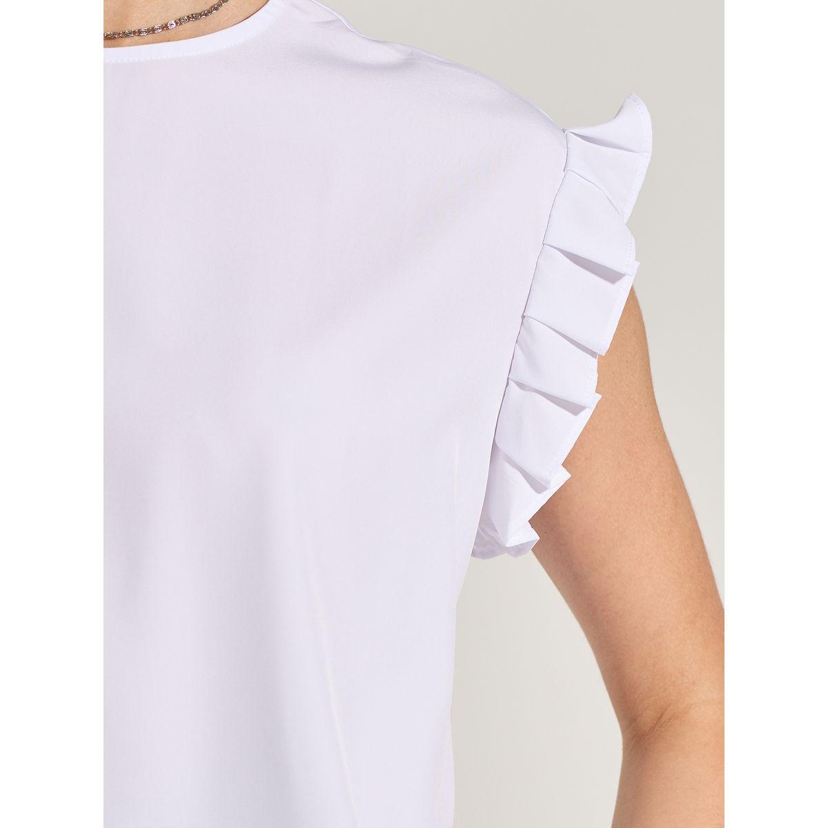 Styli Solid Ruffle Trim Blouse-women-clothing-shirtsandblouses-blouses-image-4