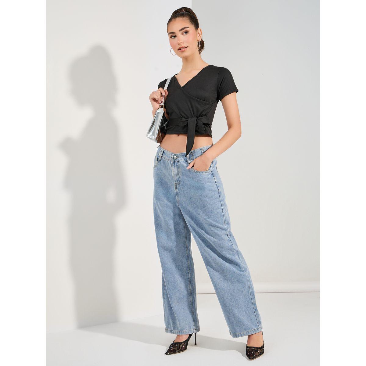 Styli Solid Wrap Front Crop Top-women-clothing-shirtsandblouses-blouses-image-2