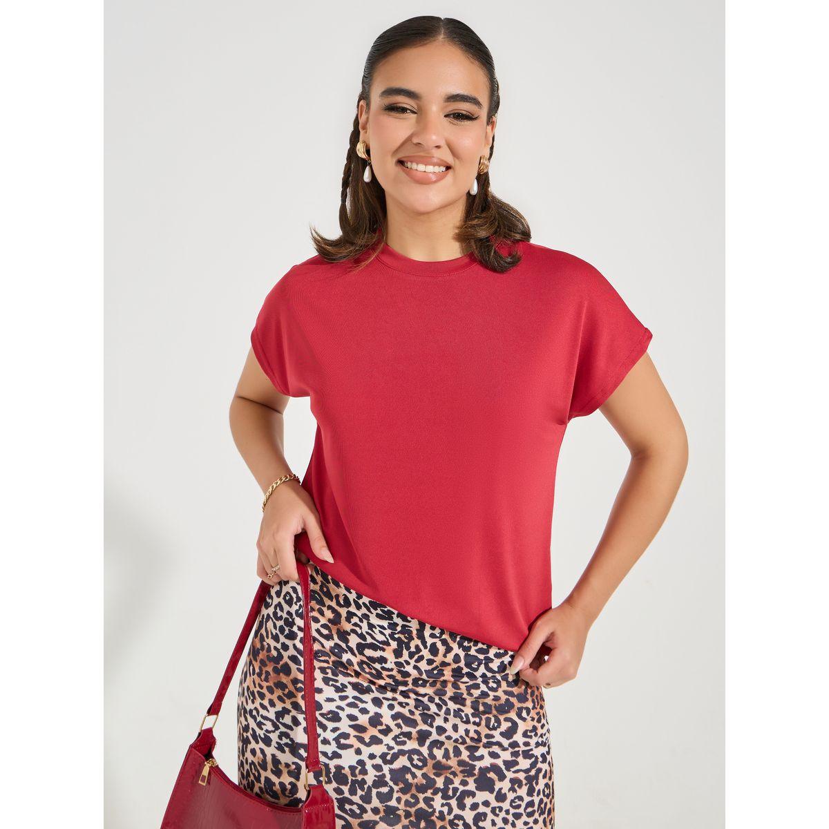 Luxewave X Styli  Solid Round Neck Knit Top-women-clothing-shirtsandblouses-blouses-image-1
