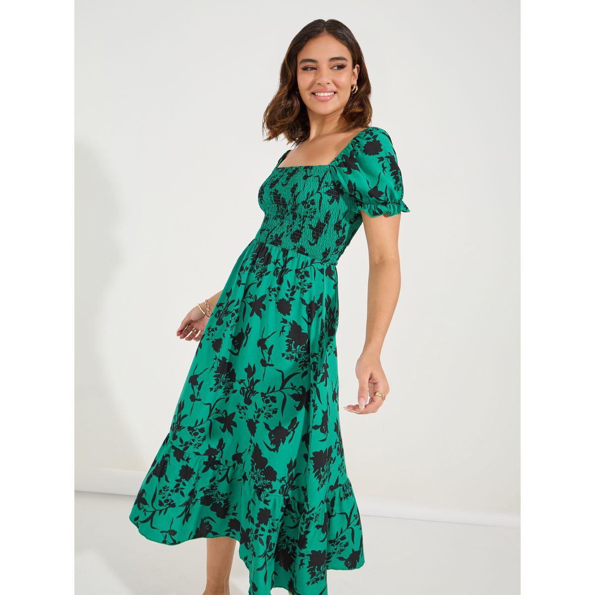 Luxewave X Styli  Floral Print Square Neck Midi Dress-women-clothing-dresses-image-5