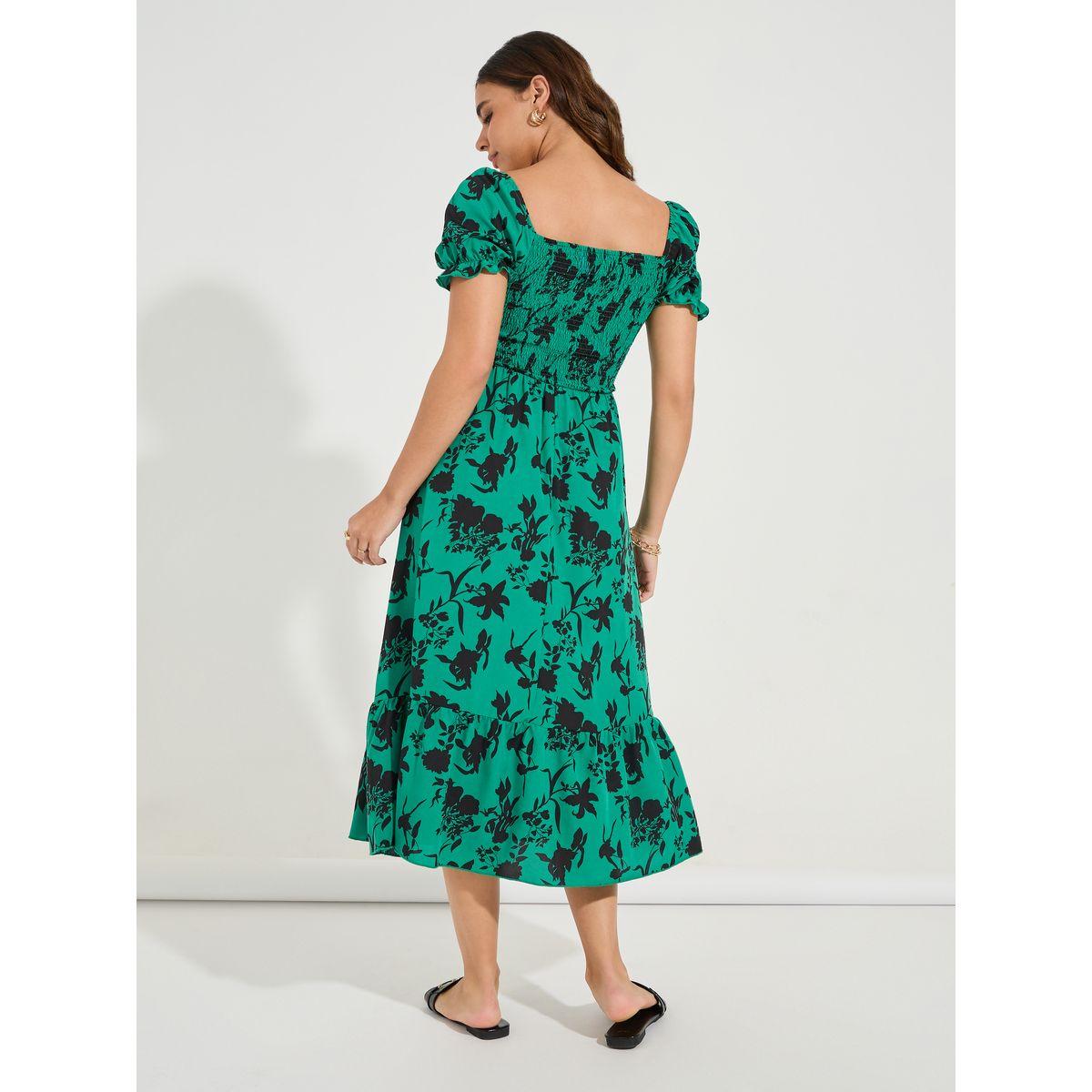 فستان ميدي مطبع بزهور مع ياقة واسعة لوكس ويف × ستايلي-women-clothing-dresses-image-6