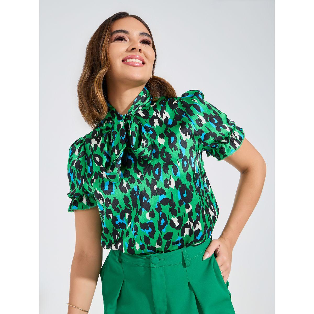 Luxewave X Styli  Leopard Print Tie-Up Neck Blouse-women-clothing-shirtsandblouses-blouses-image-1