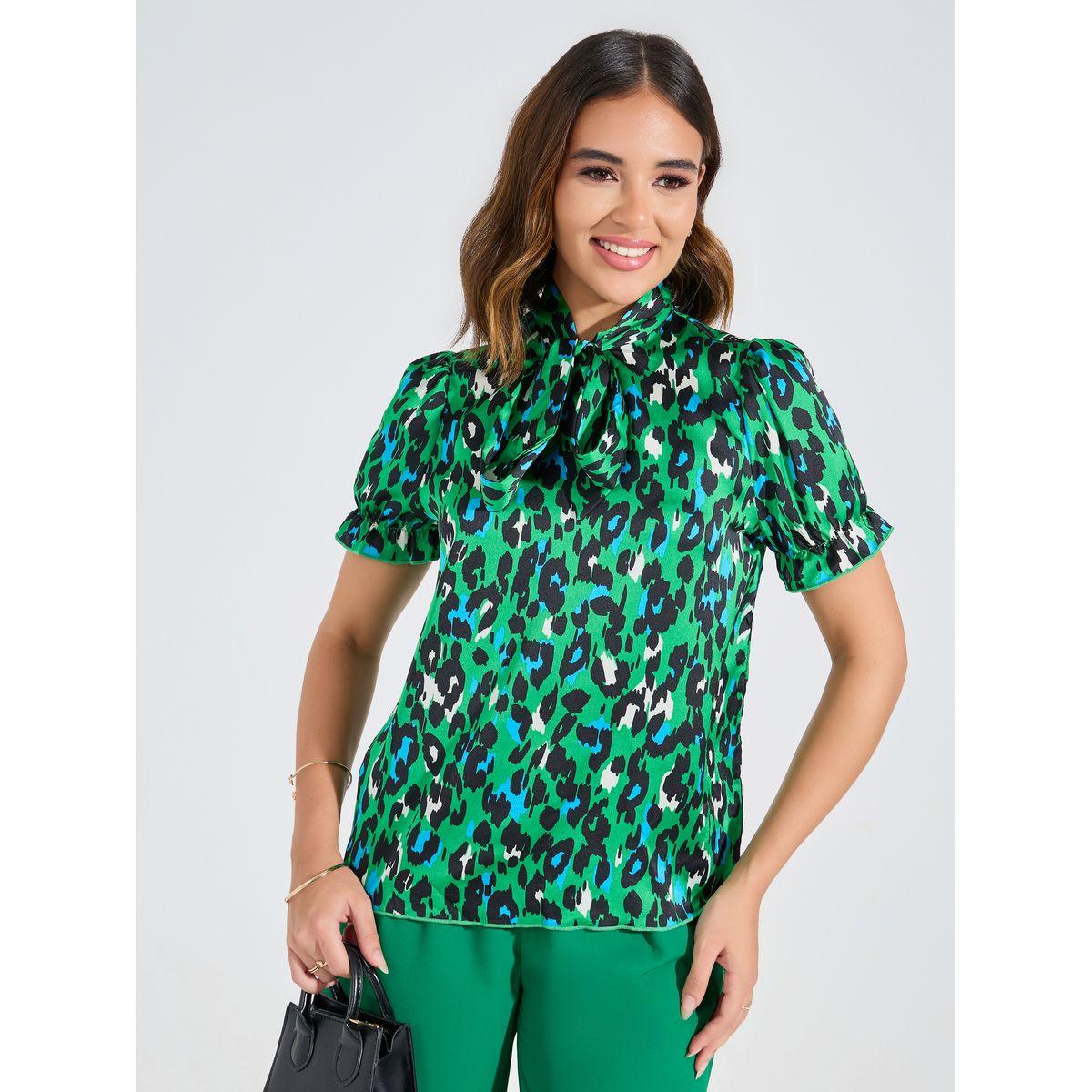 Luxewave X Styli  Leopard Print Tie-Up Neck Blouse-women-clothing-shirtsandblouses-blouses-image-3