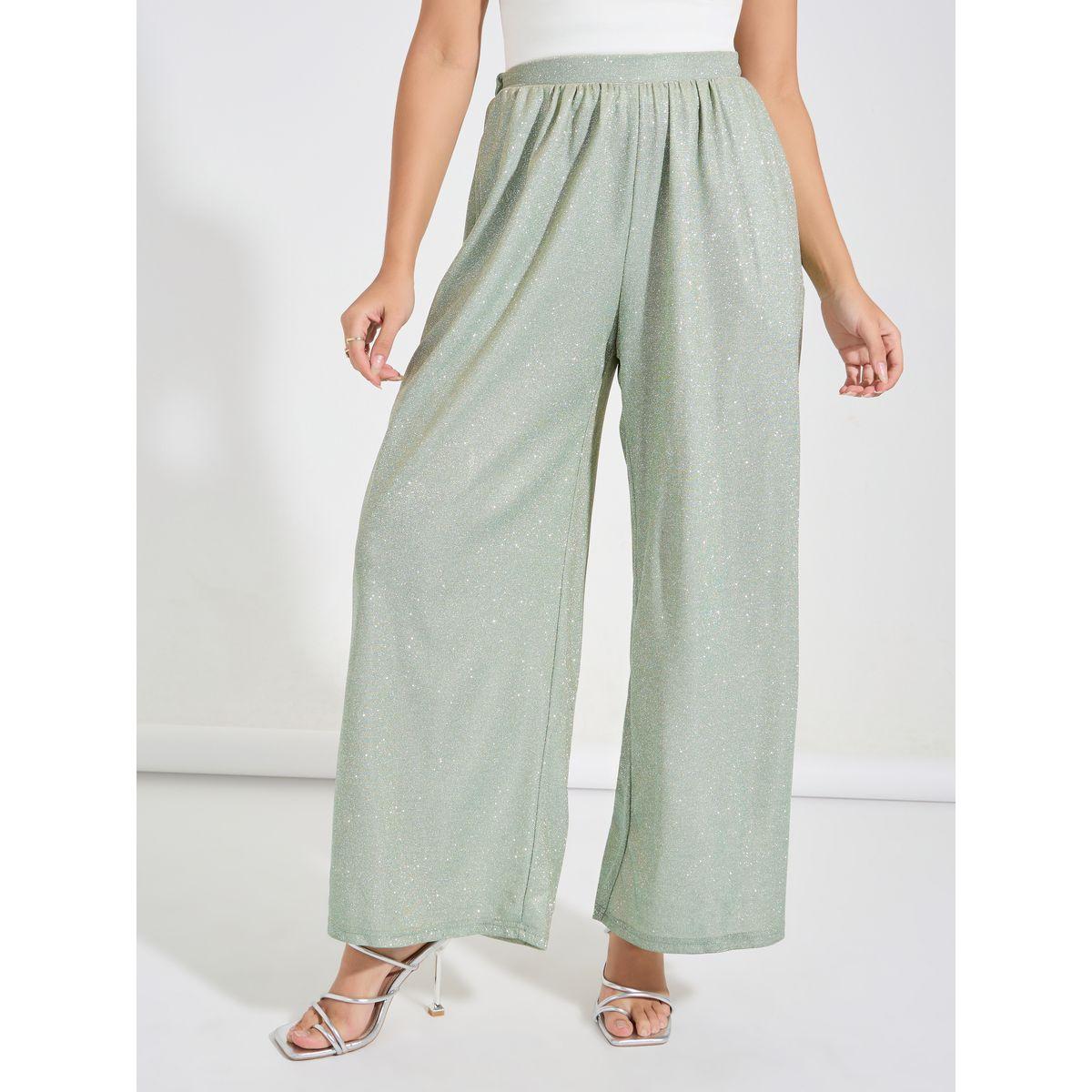Luxewave X Styli  Glitter Look Wide Leg Pants with Elastic Waistband-women-clothing-bottoms-trousers-image-2