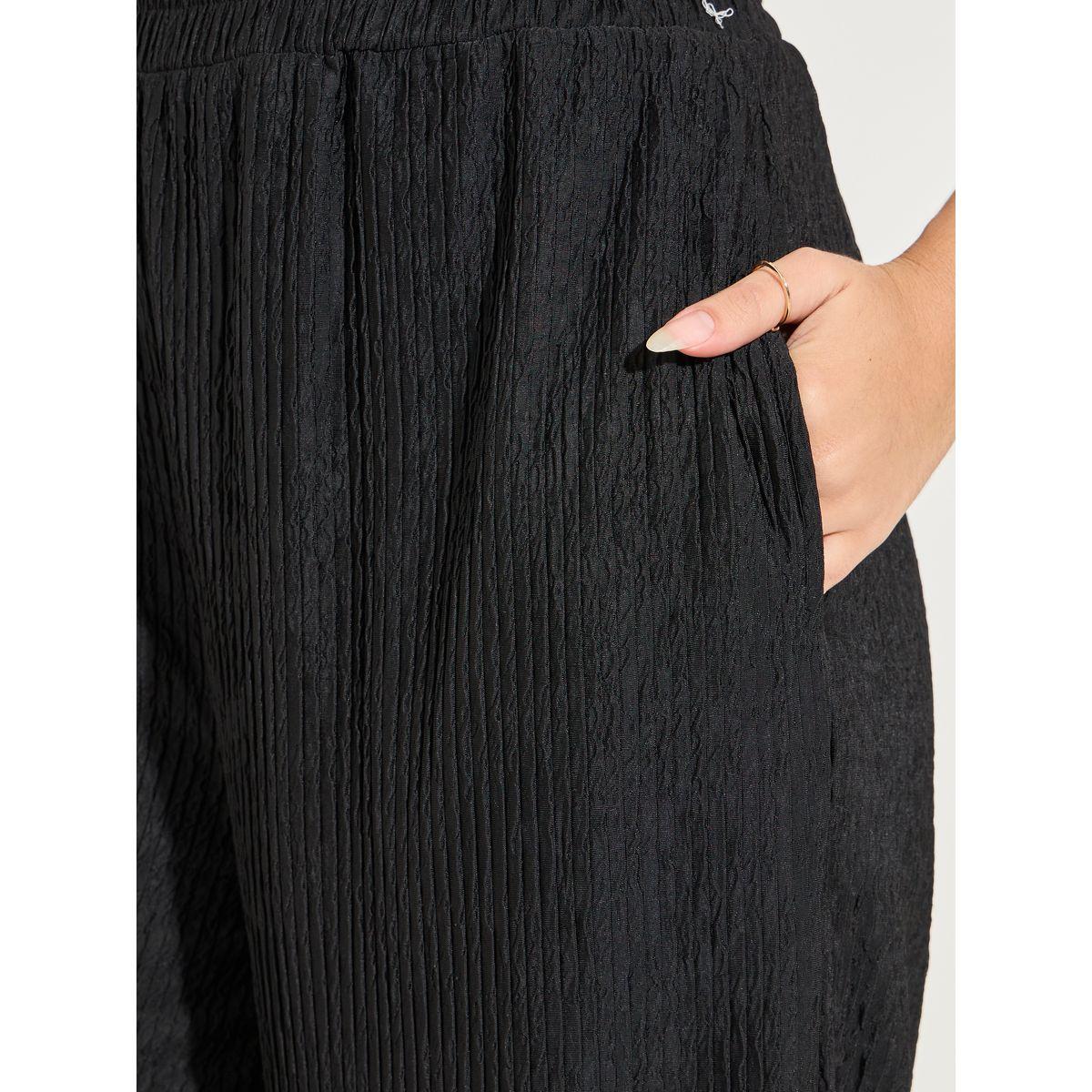بنطال بقصة ارجل مستقيمة وخصر مطاطي لوكس ويف × ستايلي-women-clothing-bottoms-trousers-image-3
