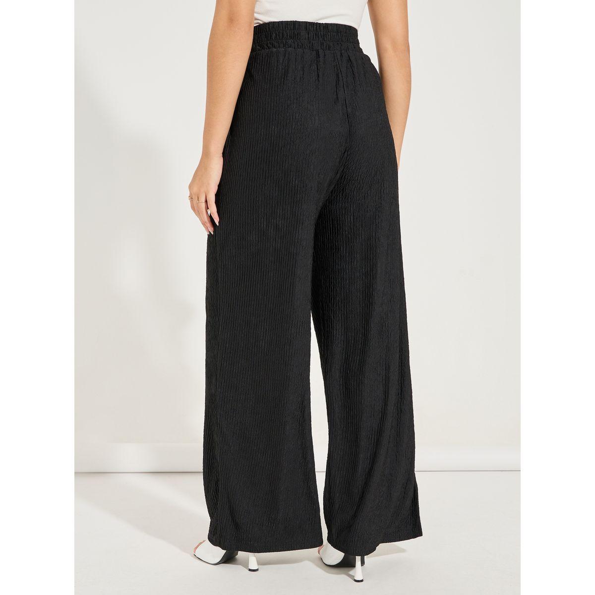 بنطال بقصة ارجل مستقيمة وخصر مطاطي لوكس ويف × ستايلي-women-clothing-bottoms-trousers-image-4