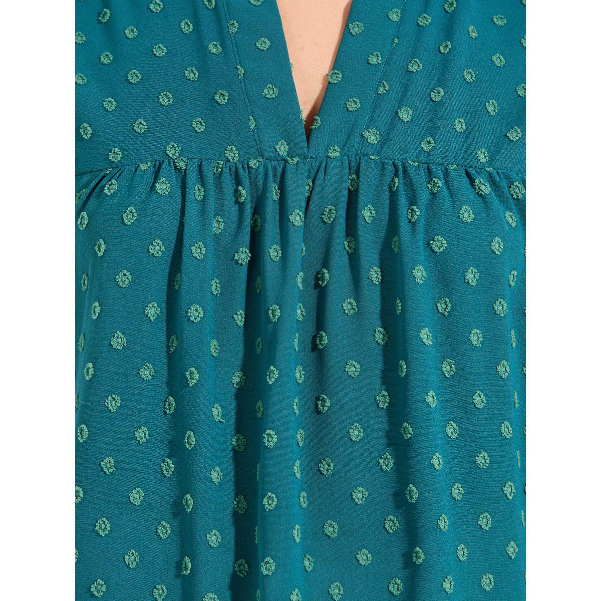 Luxewave X Styli  Swiss Dots Solid Notch Neck Blouse-women-clothing-shirtsandblouses-blouses-image-3