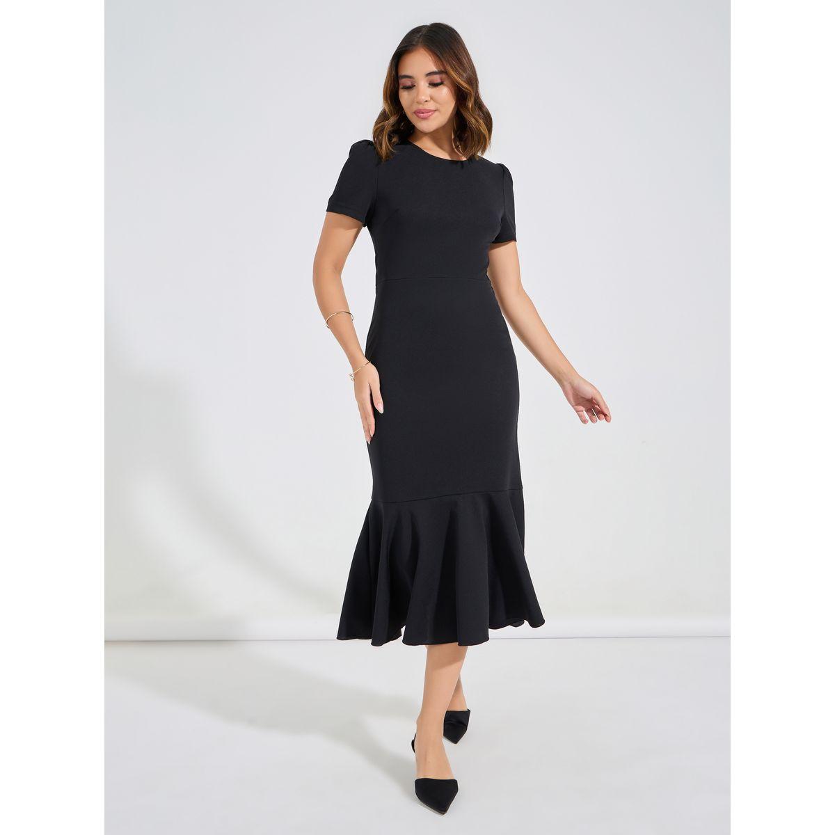 Luxewave X Styli  Solid Mermaid Hem Midi Dress-women-clothing-dresses-image-1
