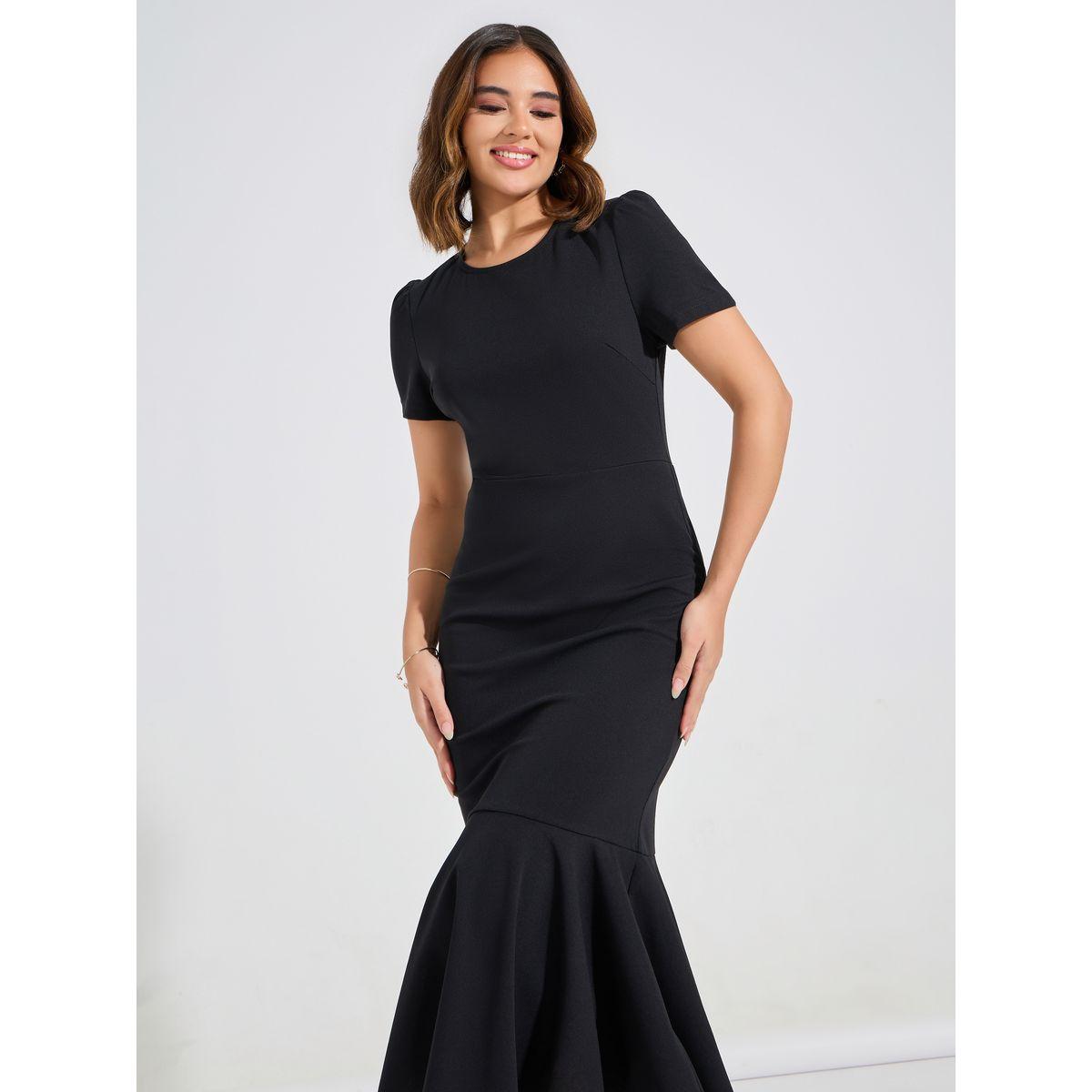 فستان ميدي سادة بقصة حورية البحر لوكس ويف × ستايلي-women-clothing-dresses-image-3