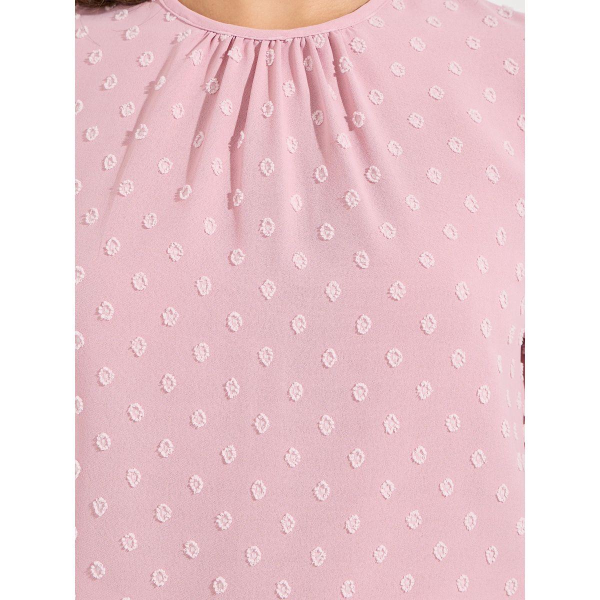 بلوزة سادة بخيوط دوبي مع اكمام منفوخة لوكس ويف × ستايلي-women-clothing-shirtsandblouses-blouses-image-4