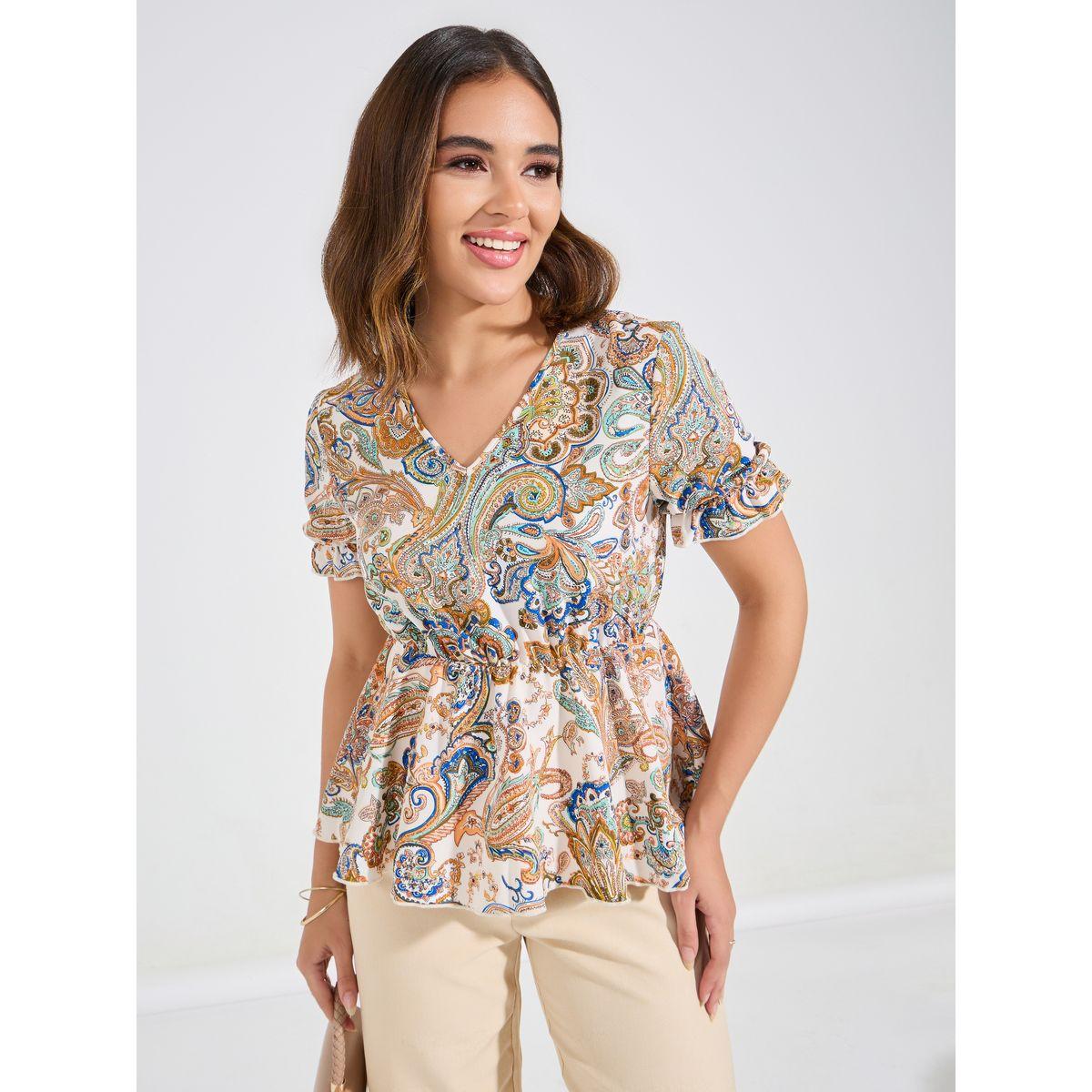 بلوزة بطبعة بيزلي مع حواف بكشكش لوكس ويف × ستايلي-women-clothing-shirtsandblouses-blouses-image-1