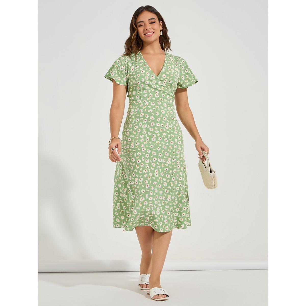 Luxewave X Styli  Floral Print V Neck Midi Dress-women-clothing-dresses-image-1