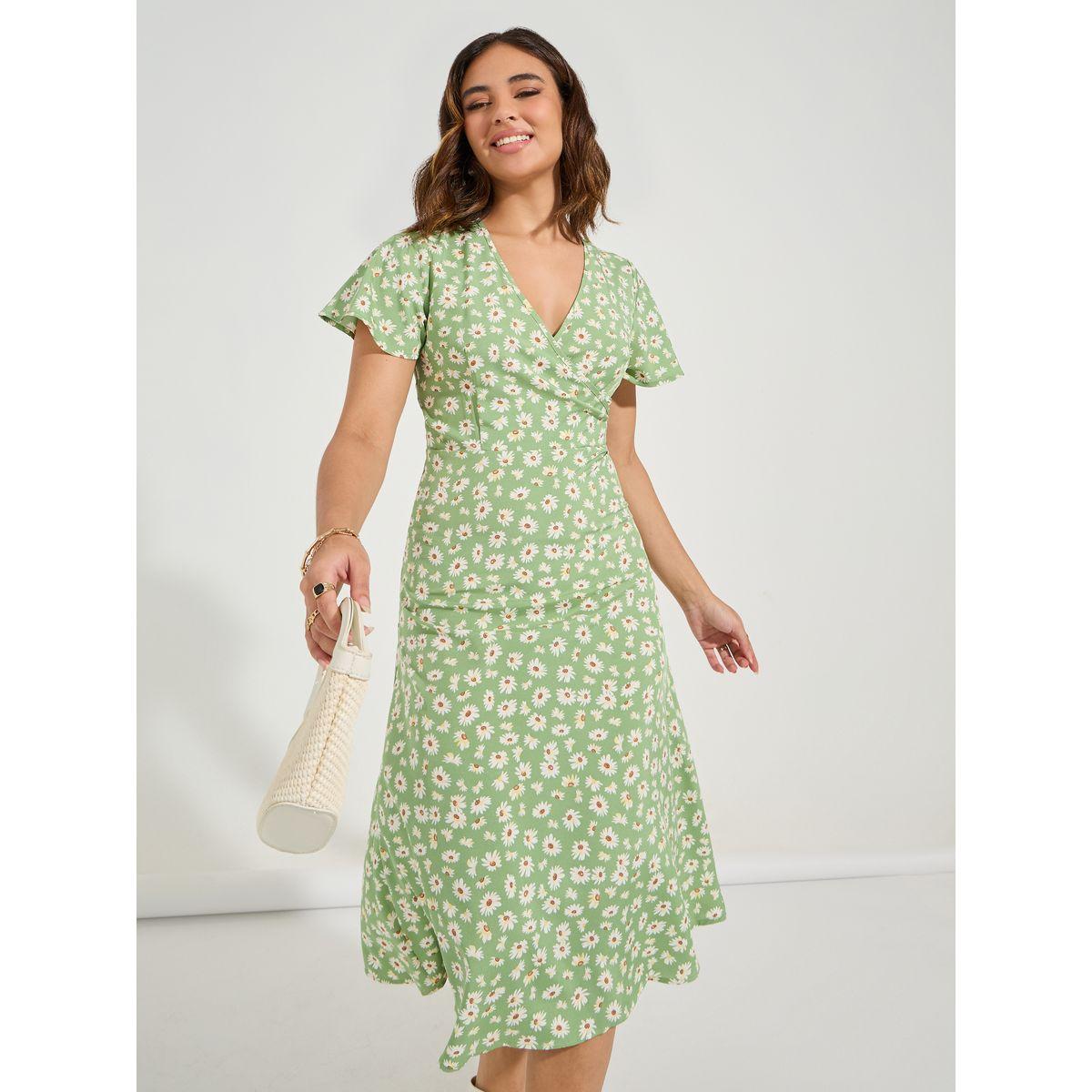 Luxewave X Styli  Floral Print V Neck Midi Dress-women-clothing-dresses-image-2