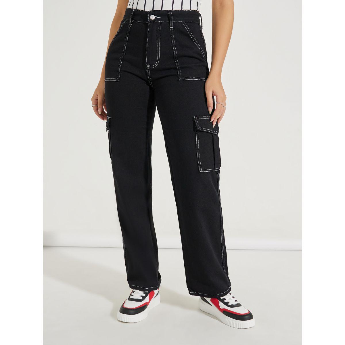 Styli Wide Leg Cargo Full Length Jeans with Stitch Detail-women-clothing-bottoms-jeans-image-2
