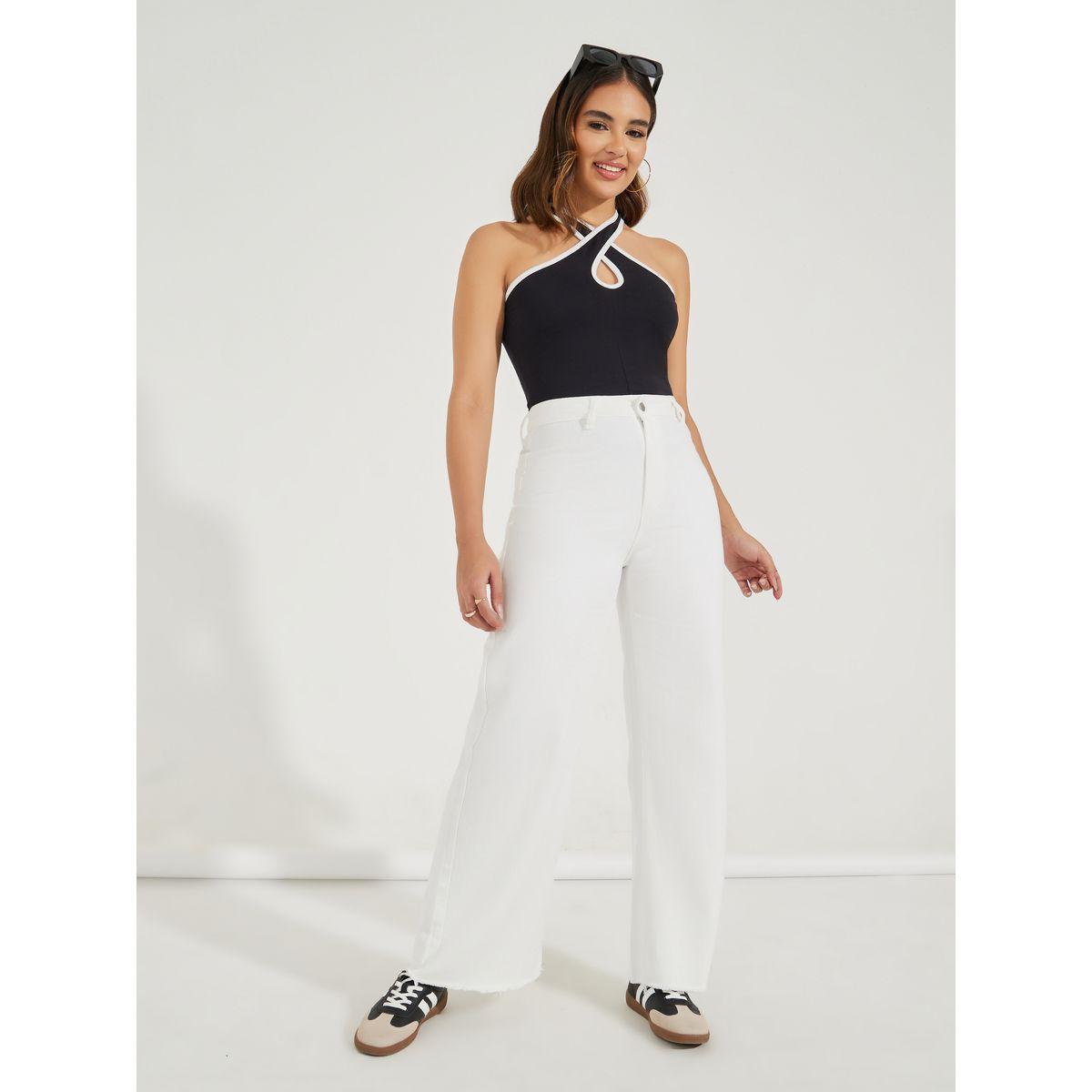 جينز بارجل واسعة وحواف ممزقة-women-clothing-bottoms-jeans-image-1