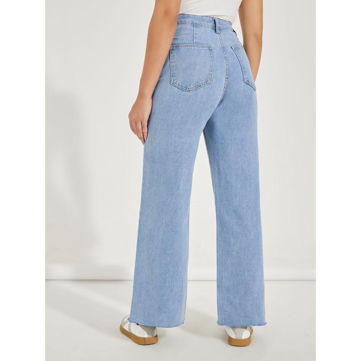 جينز بارجل واسعة وحواف ممزقة-women-clothing-bottoms-jeans-image-4