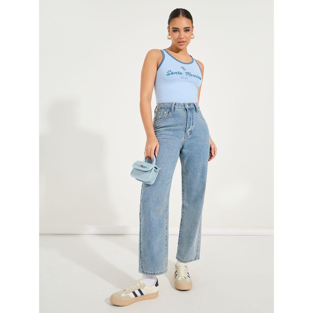 جينز بطول الكاحل مع خصر عالي وقصة موم-women-clothing-bottoms-jeans-image-1