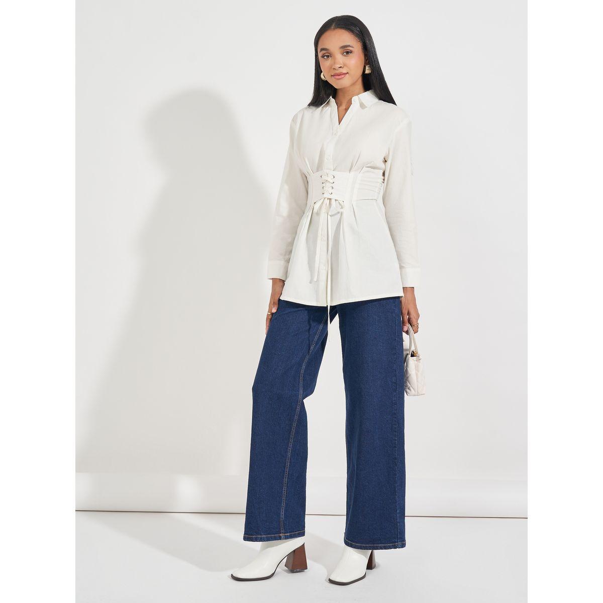 Styli Elevate Oversized Longline Shirt with Tie-Up Detail-women-clothing-shirtsandblouses-shirts-image-2