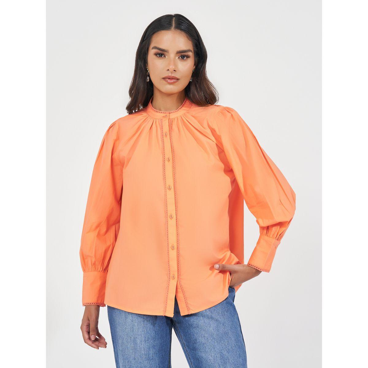 بلوزة بياقة قائمة مع تفاصيل دانتيل-women-clothing-shirtsandblouses-shirts-image-1