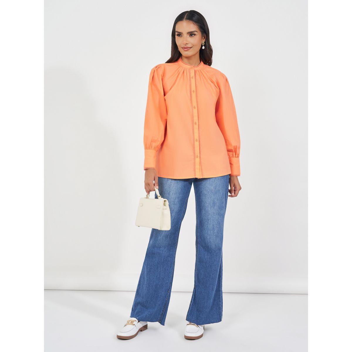 بلوزة بياقة قائمة مع تفاصيل دانتيل-women-clothing-shirtsandblouses-shirts-image-2