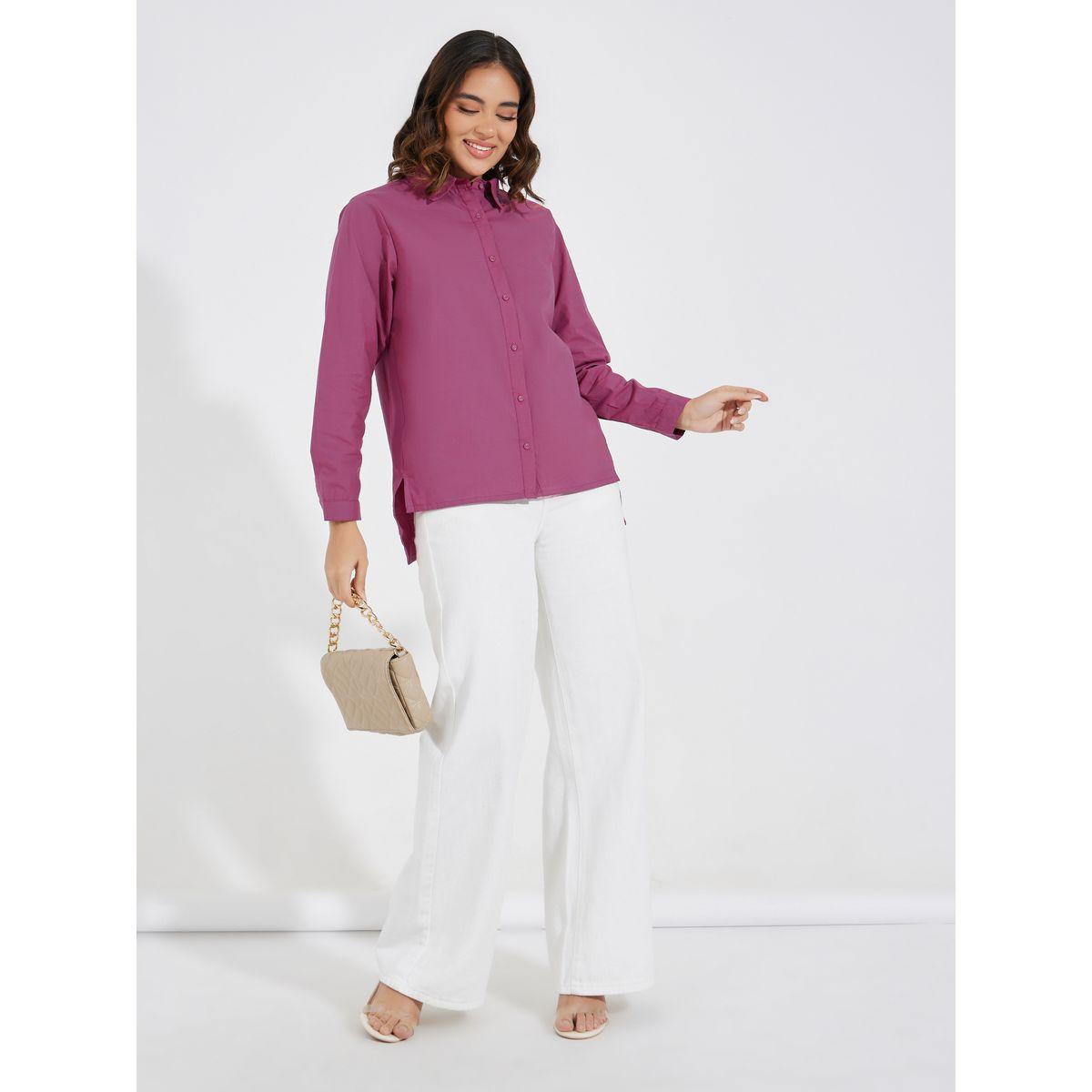 بلوزة بوبلين بحافة غير متماثلة الطول مع أزرار مخفية-women-clothing-shirtsandblouses-shirts-image-3