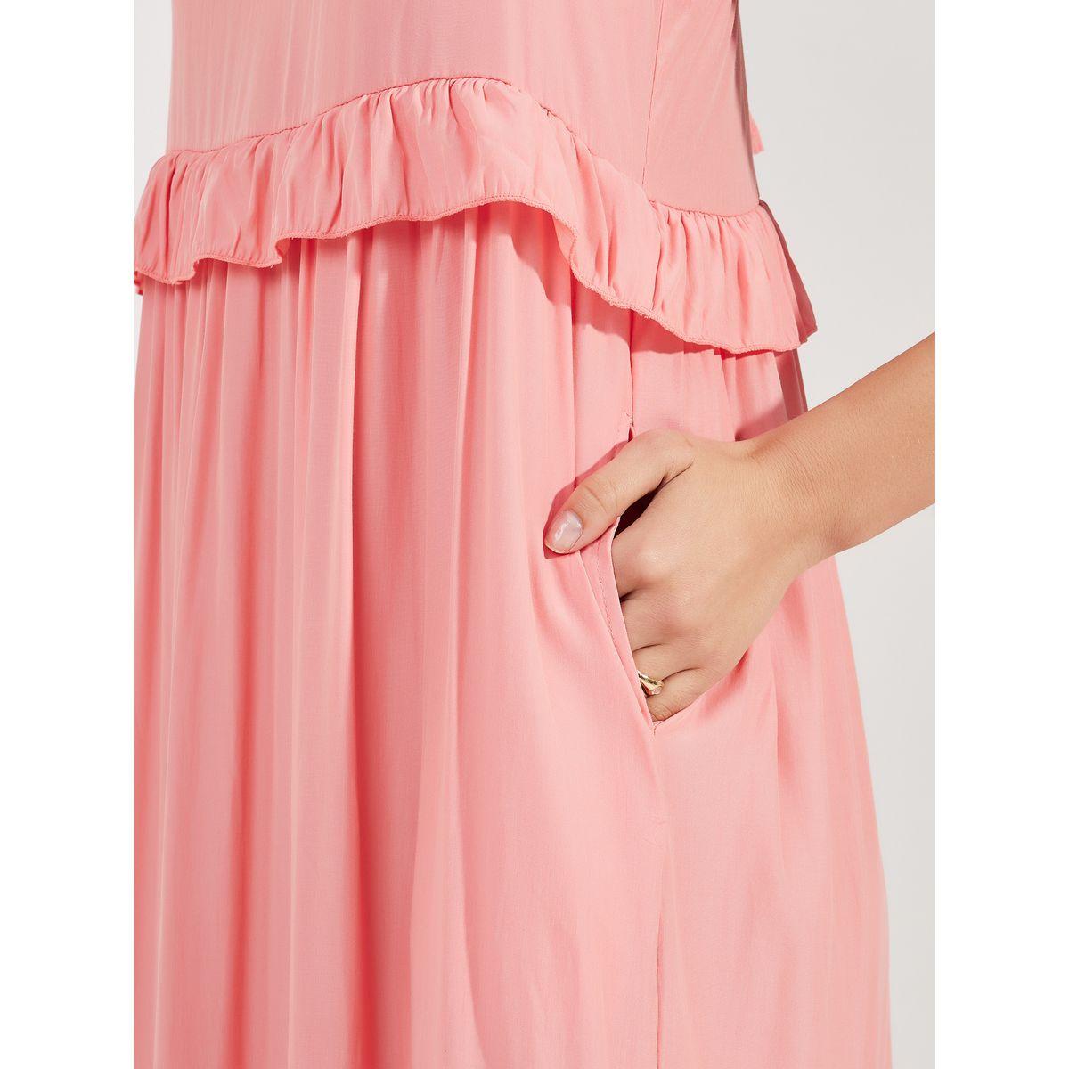 Styli Solid Ruffle Hem Halter Neck Maxi Dress-women-clothing-dresses-image-3