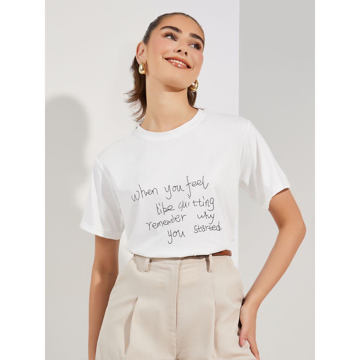 Styli Regular Fit Slogan Print Round Neck T-Shirt-women-clothing-tshirts-image-1