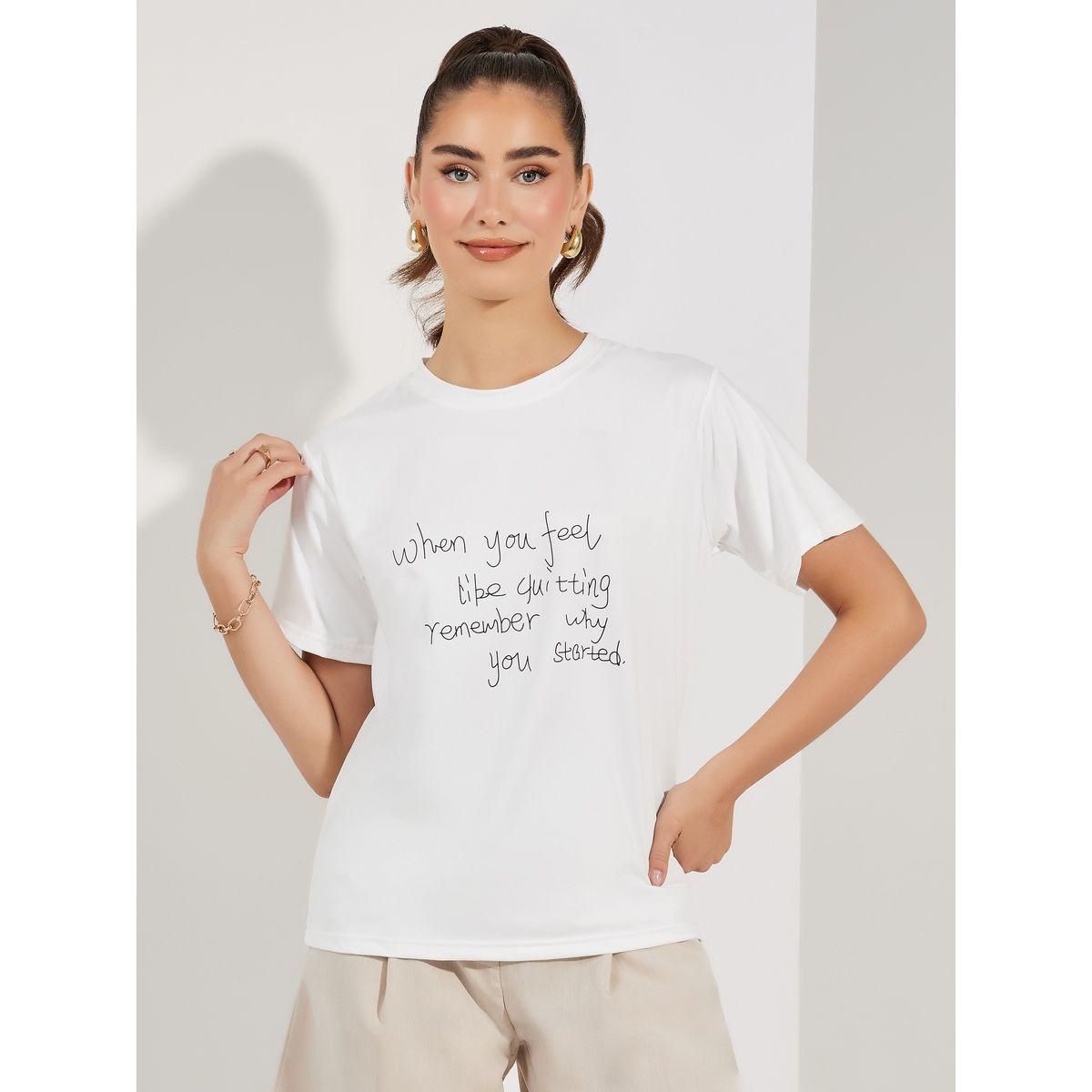 Styli Regular Fit Slogan Print Round Neck T-Shirt-women-clothing-tshirts-image-2
