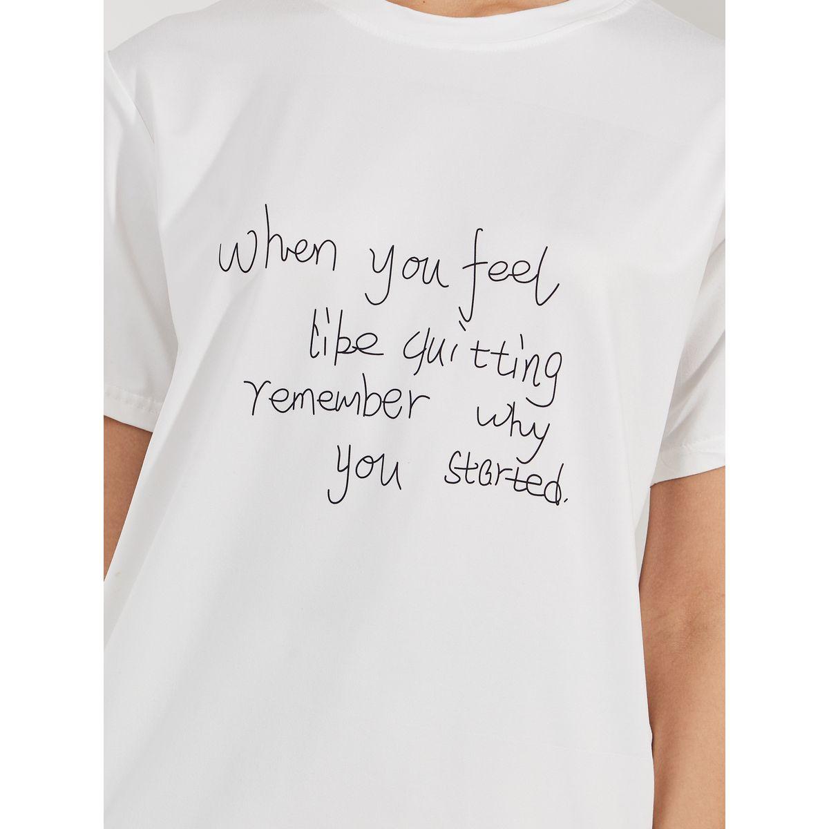 تيشيرت مطبع بكتابة مع قصة عادية-women-clothing-tshirts-image-4