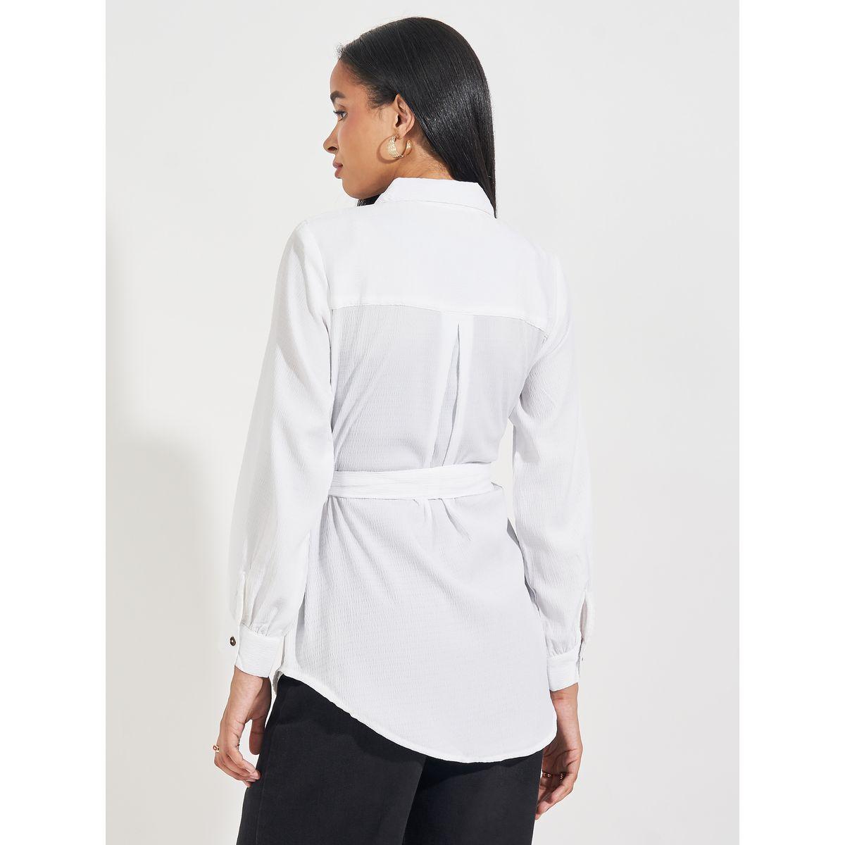 Styli Elevate Regular Fit Longline Shirt with Tie Belt-women-clothing-shirtsandblouses-shirts-image-4