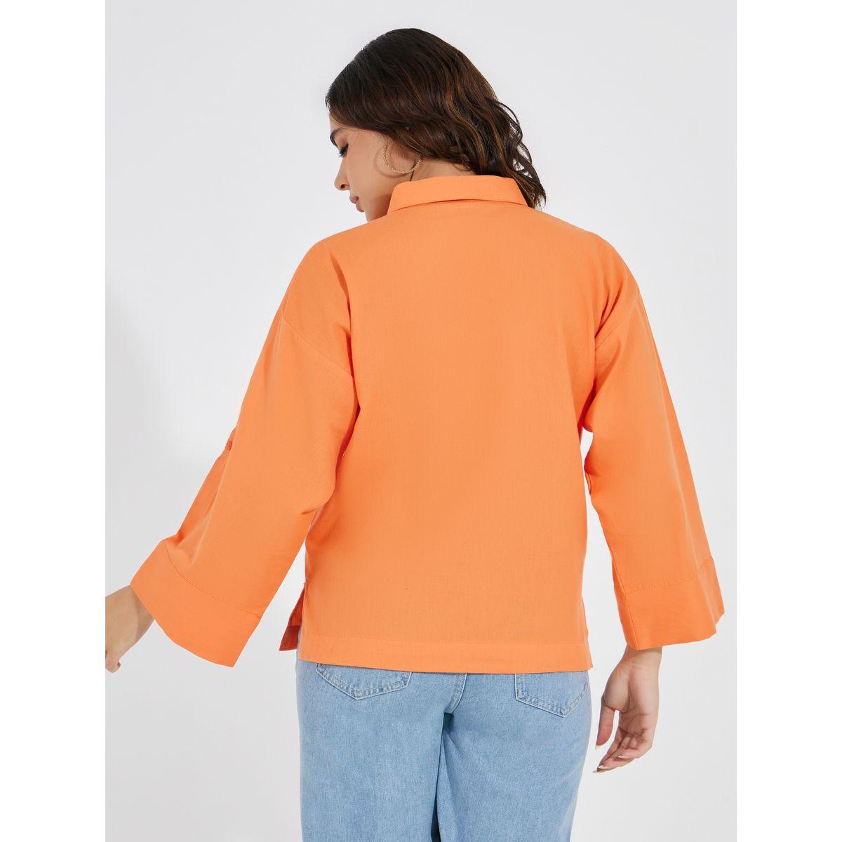 بلوزة فضفاضة بأكمام طويلة وتفاصيل جيوب-women-clothing-shirtsandblouses-shirts-image-6