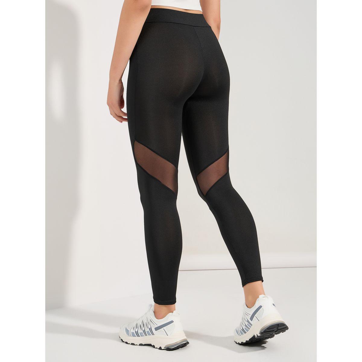 Styli Solid Color Mesh Patchwork Leggings-women-clothing-bottoms-leggings-image-4
