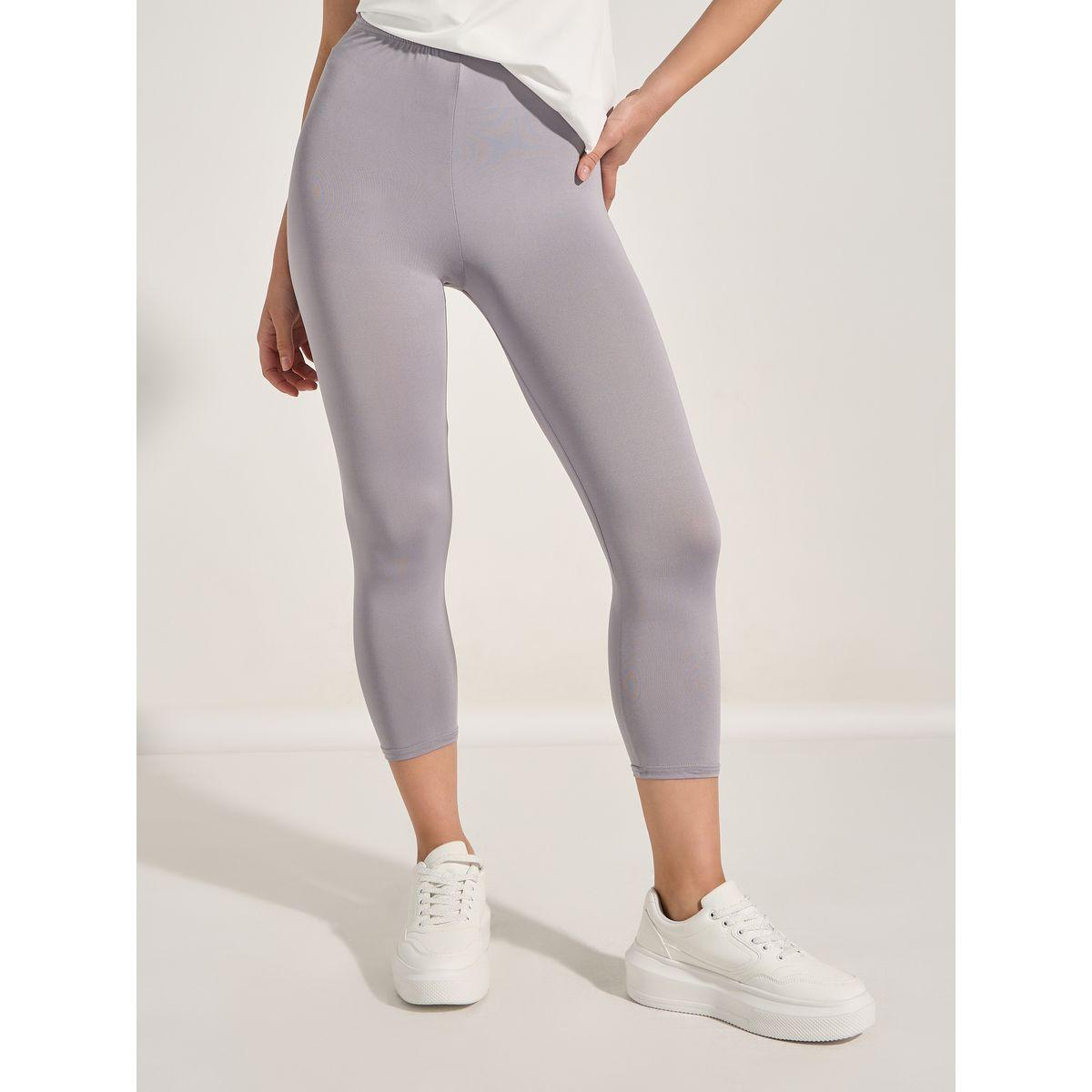 Styli Elastic Waistband Solid 3/4 Leggings-women-clothing-bottoms-leggings-image-1