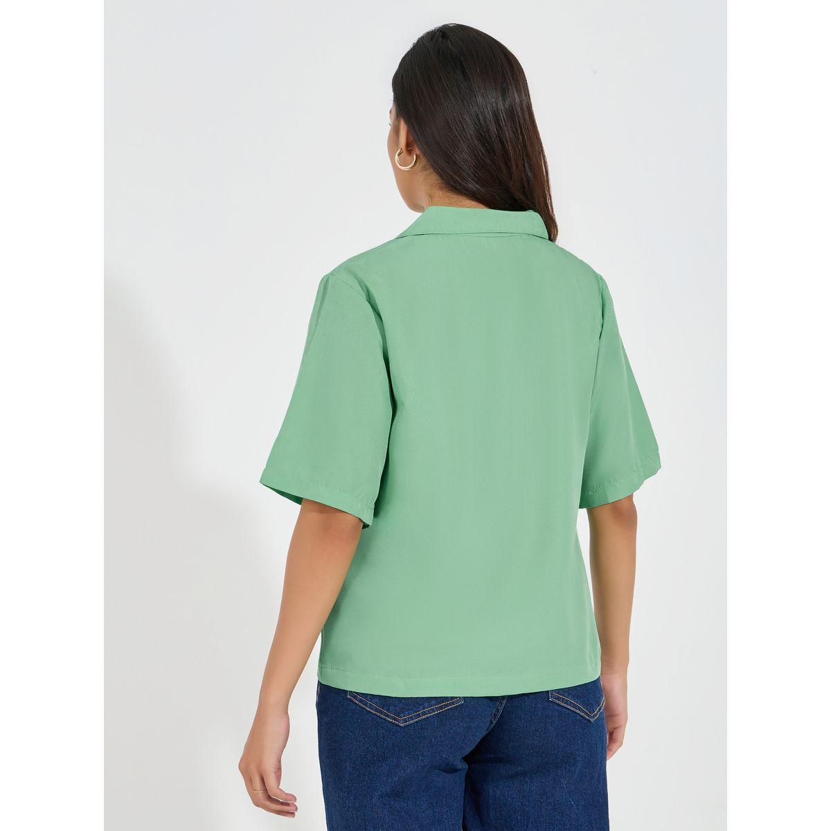 بلوزة سادة بقصة سائبة وياقة بشق-women-clothing-shirtsandblouses-shirts-image-4