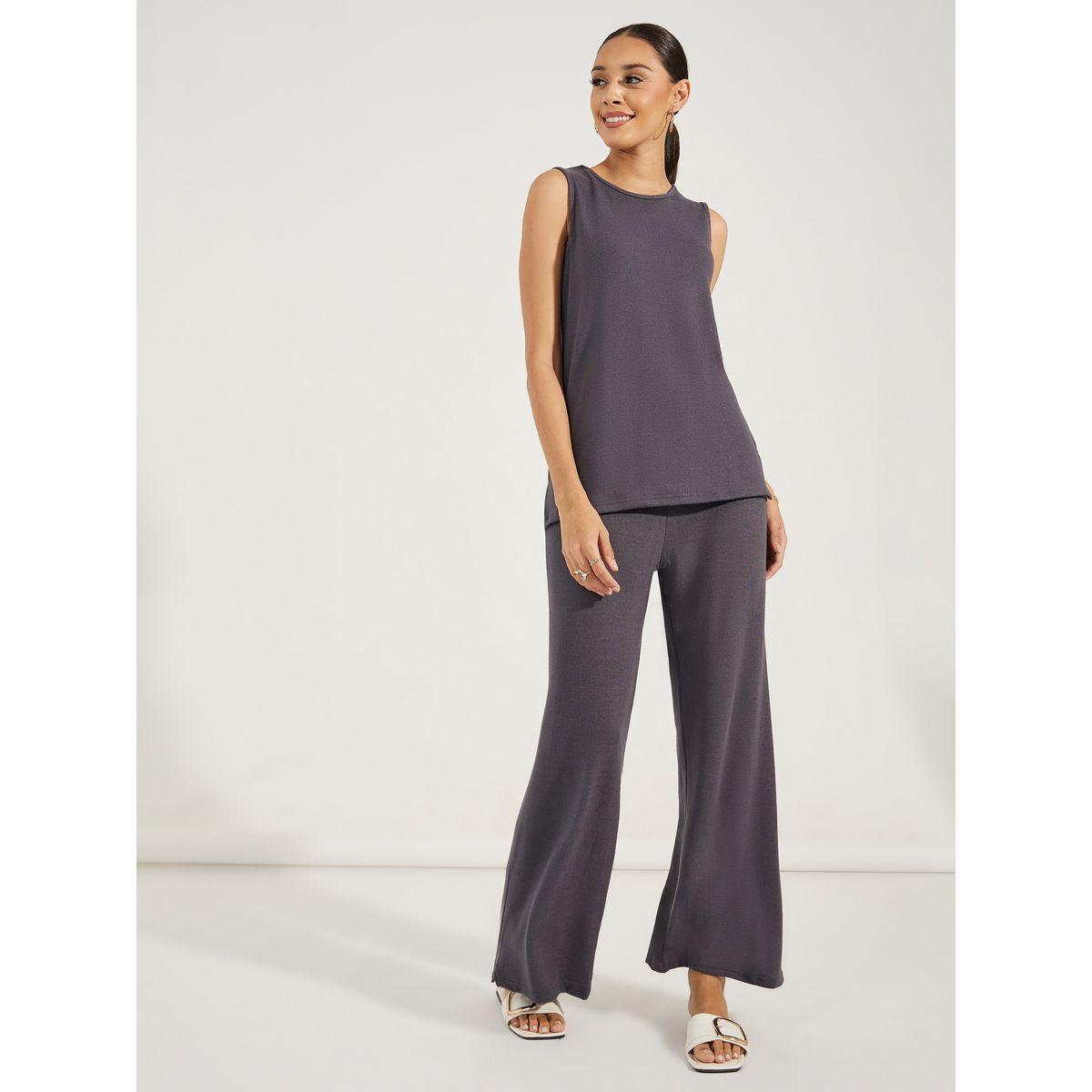 Styli Knitted Sleeveless Top & Wide Leg Pants Co-Ords-women-clothing-coordsets-image-1