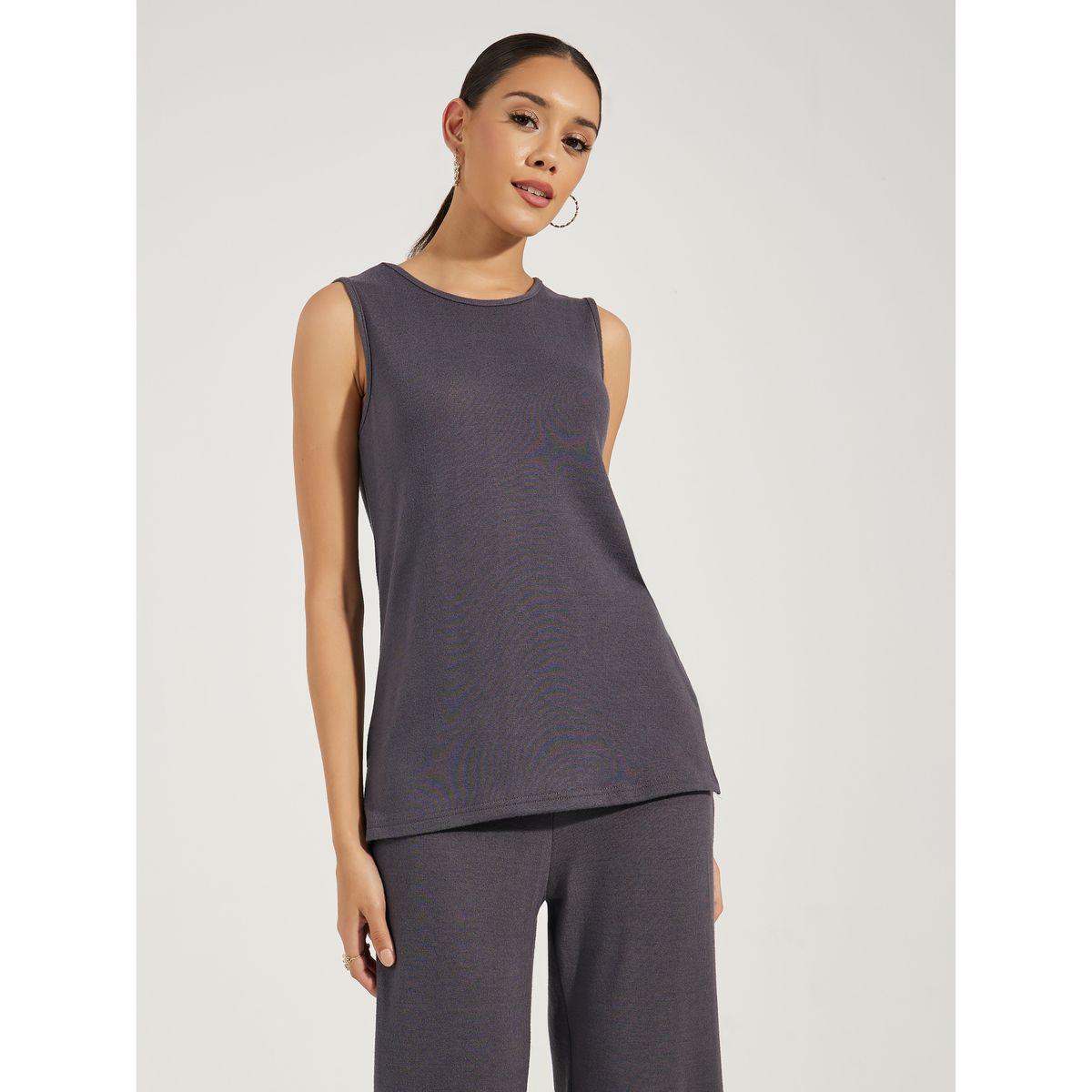Styli Knitted Sleeveless Top & Wide Leg Pants Co-Ords-women-clothing-coordsets-image-2