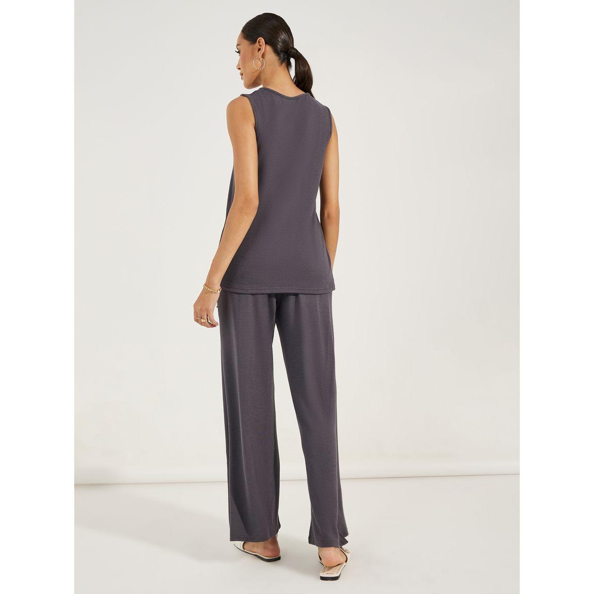 Styli Knitted Sleeveless Top & Wide Leg Pants Co-Ords-women-clothing-coordsets-image-4