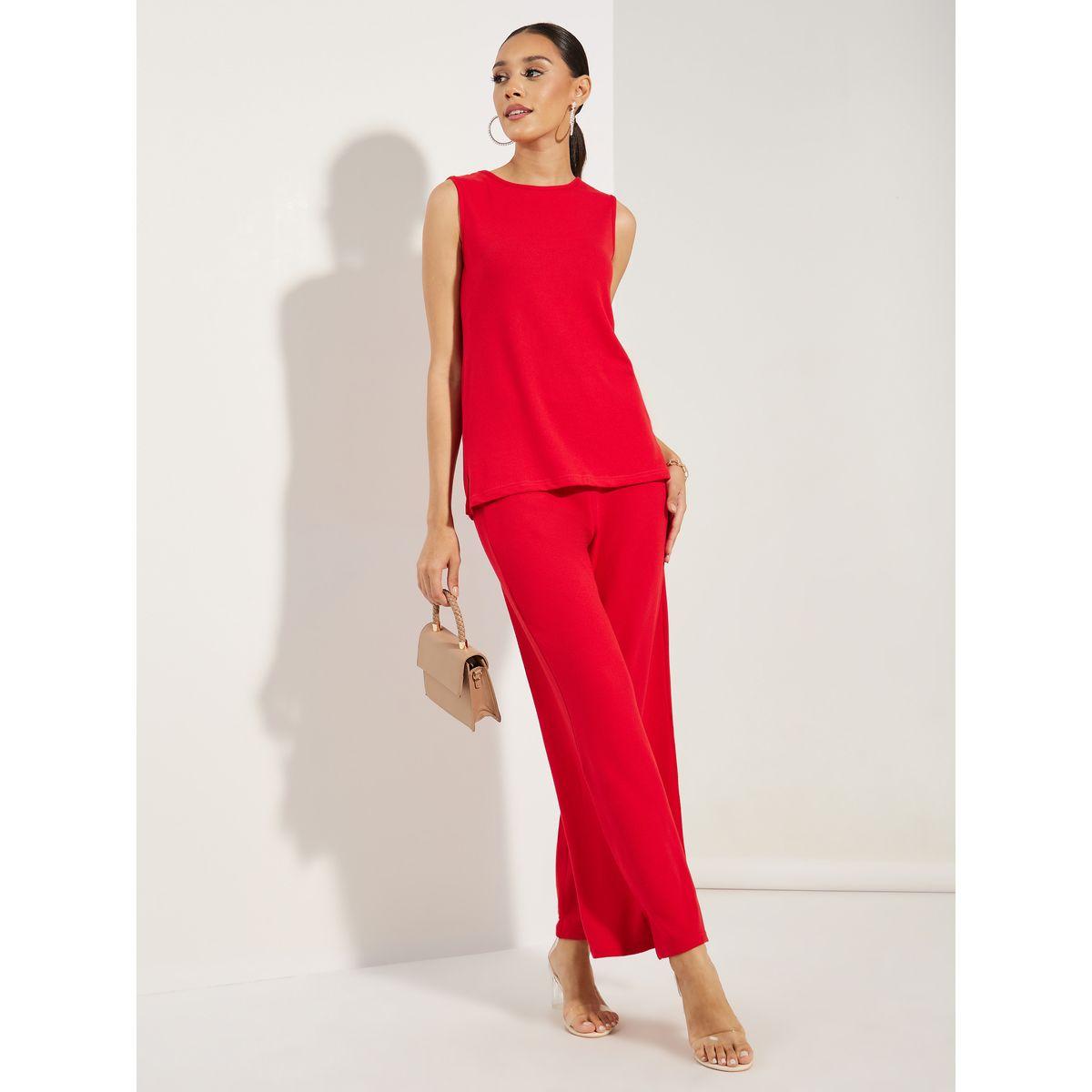 طقم منسق من بنطال واسع مع بلوزة بلا اكمام-women-clothing-coordsets-image-2