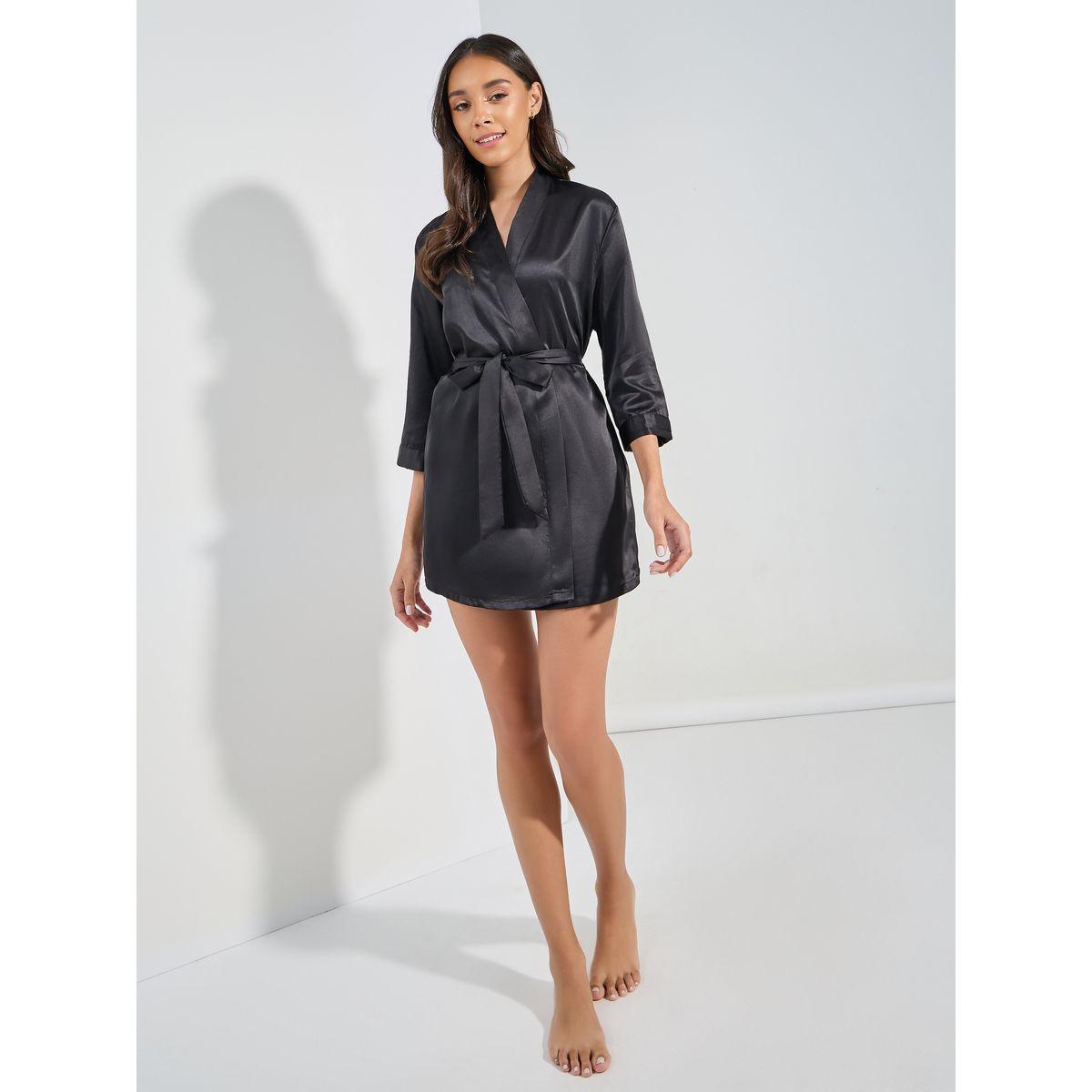 Styli Unwind Solid Satin Belted Robe-women-clothing-nightwear-robes-image-2
