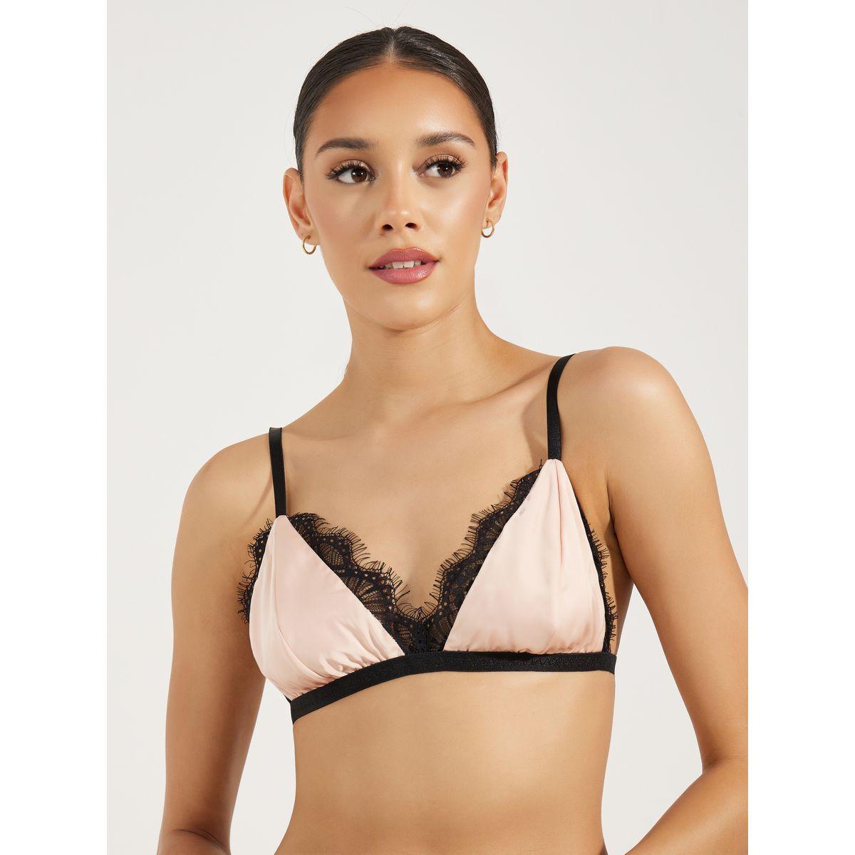 Styli Contrast Eyelash Lace Trim Satin Bra & Brazilian Brief Set-women-clothing-lingerie-lingeriesets-image-2