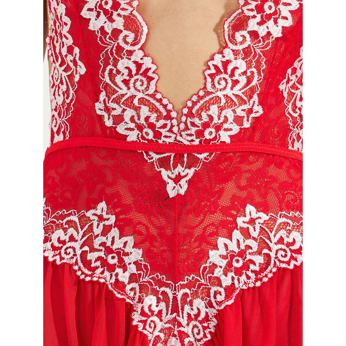 بودي سوت بتفاصيل دانتيل وربطة فيونكة ساتان مع كشكش-women-clothing-lingerie-corsets-image-2