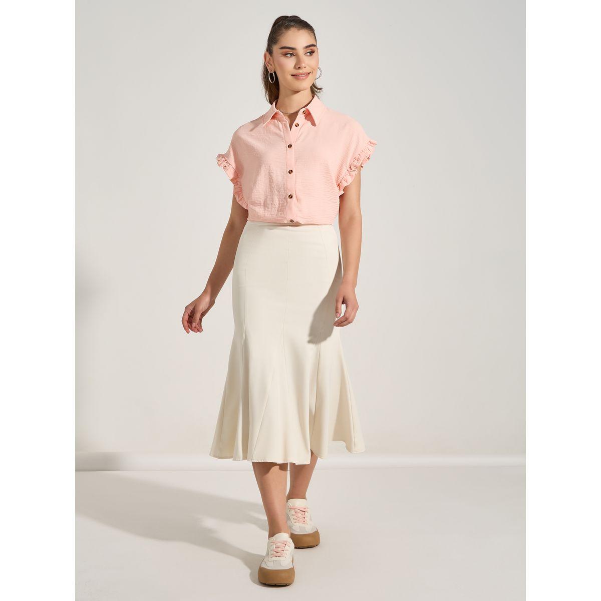 Styli Ruffled Cuff Short Sleeves Shirt with Buttons-women-clothing-shirtsandblouses-shirts-image-2