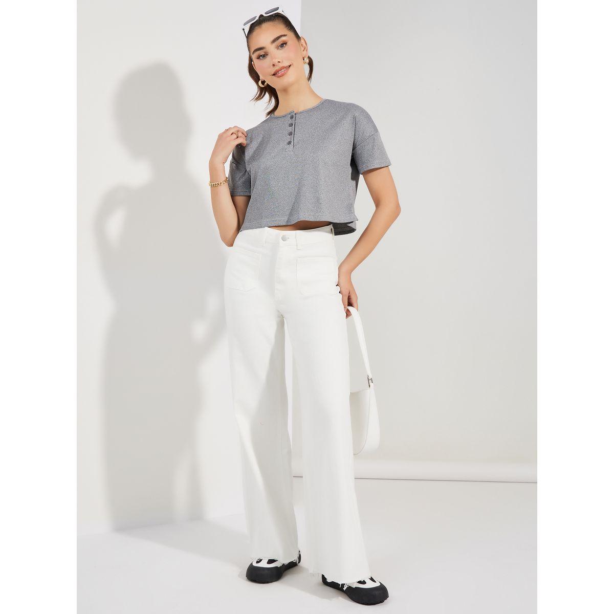 Styli Front Button Short Sleeve Crop T-Shirt-women-clothing-tshirts-image-2