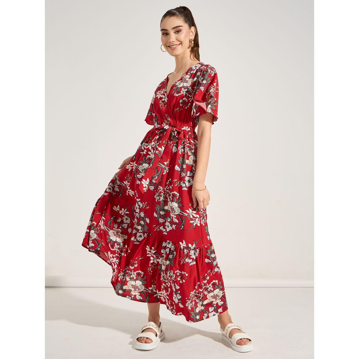 فستان طويل مطبع بزهور مع حزام-women-clothing-dresses-image-1