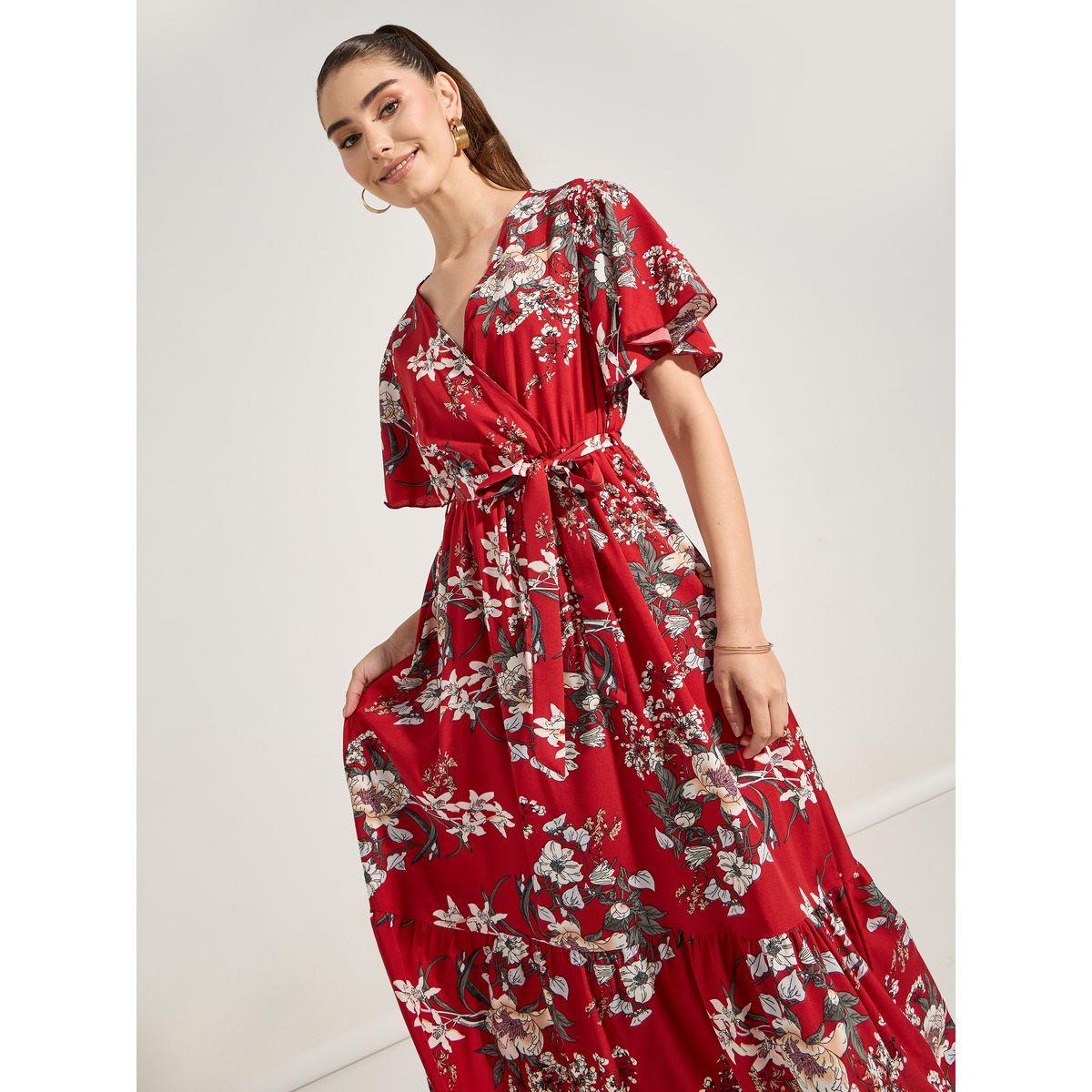 فستان طويل مطبع بزهور مع حزام-women-clothing-dresses-image-2