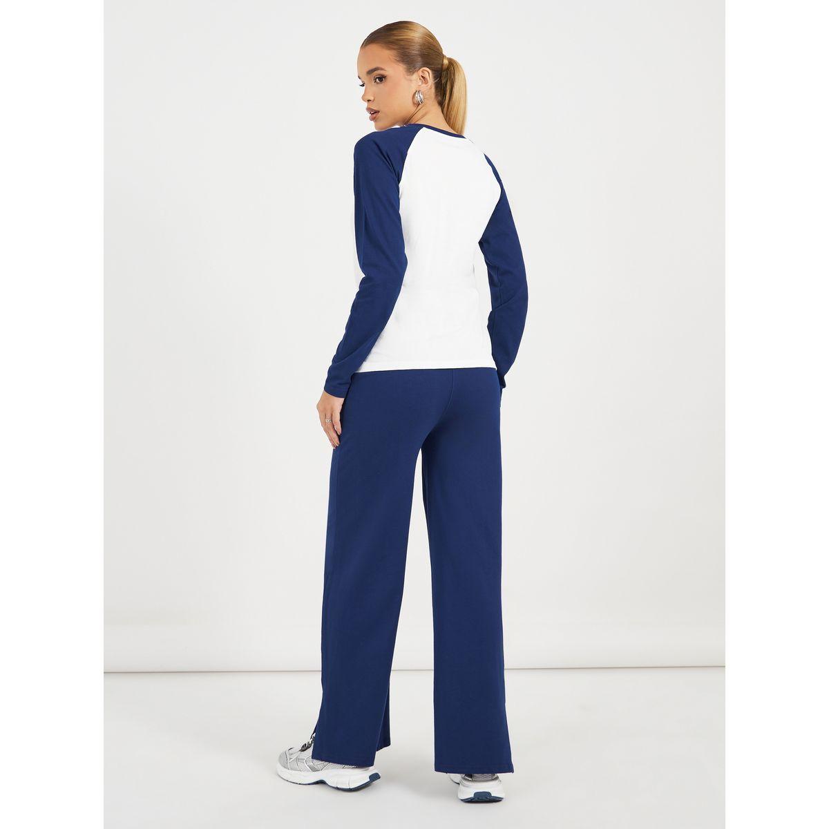 Styli Contrast Raglan Sleeve T-Shirt & Wide Leg Joggers Co-Ords-women-clothing-coordsets-image-5