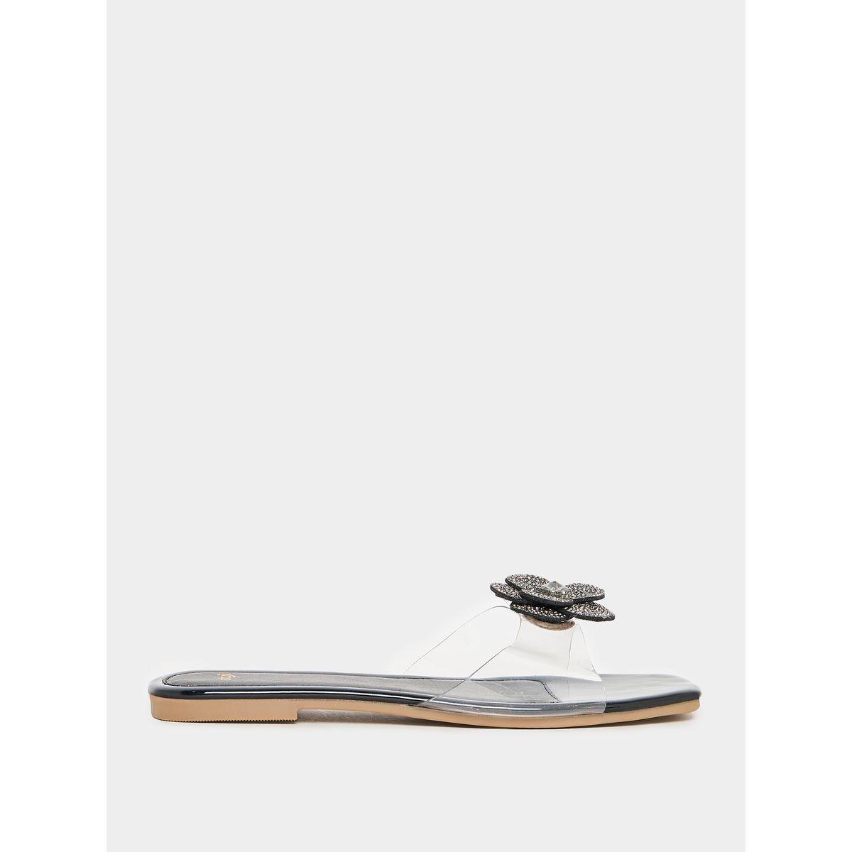 Styli Flower Rhinestone Decor Flat Sandals-women-shoes-sandals-flats-image-1